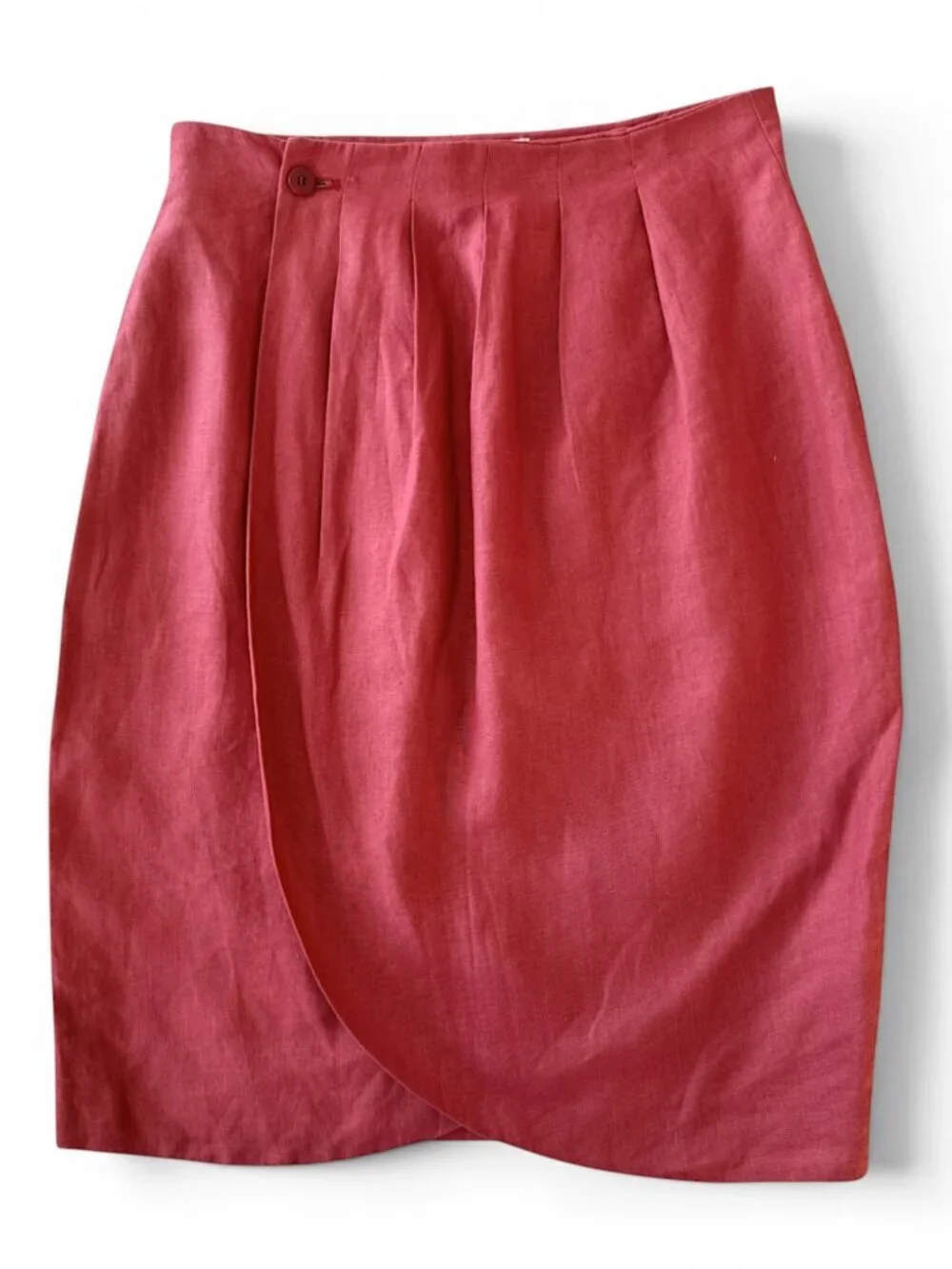 Giorgio Armani Vintage Flax Linen Wrap Style Summer Skirt Rust Red Y2K 44 / 10
